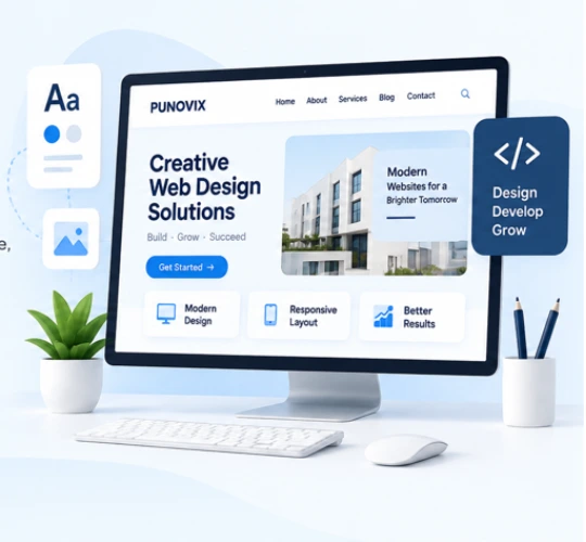 Web design layout, user interface and user experience illustration