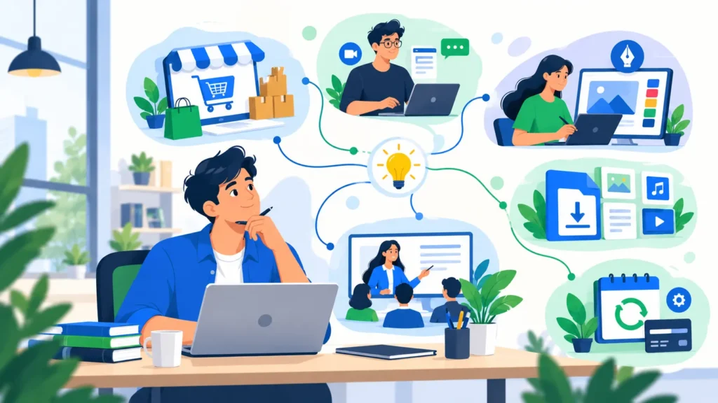 Best online business ideas represented by a laptop and online business