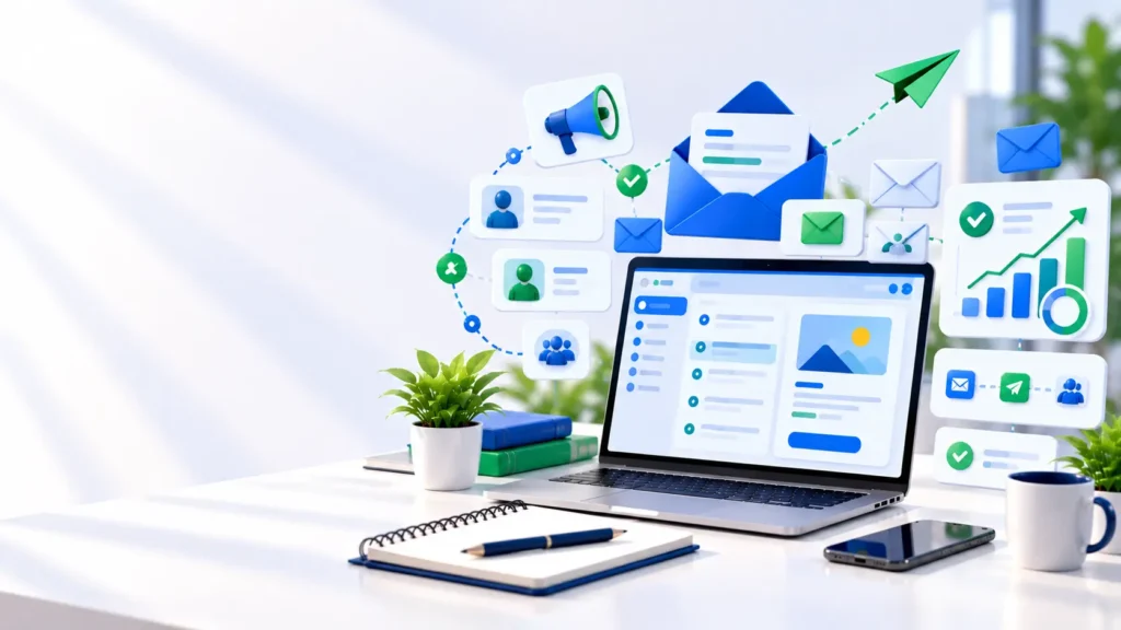 Email marketing for small businesses with subscriber cards and campaign analytics