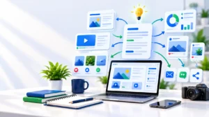 Content marketing for small business using blog articles, videos, and social content cards