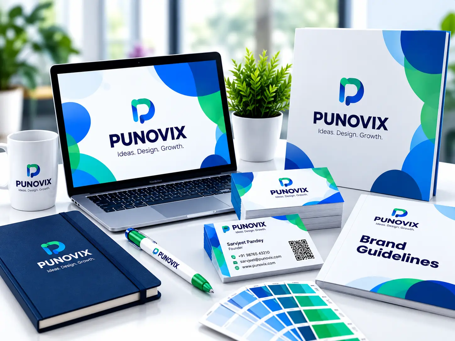 PUNOVIX graphic design and brand identity mockup